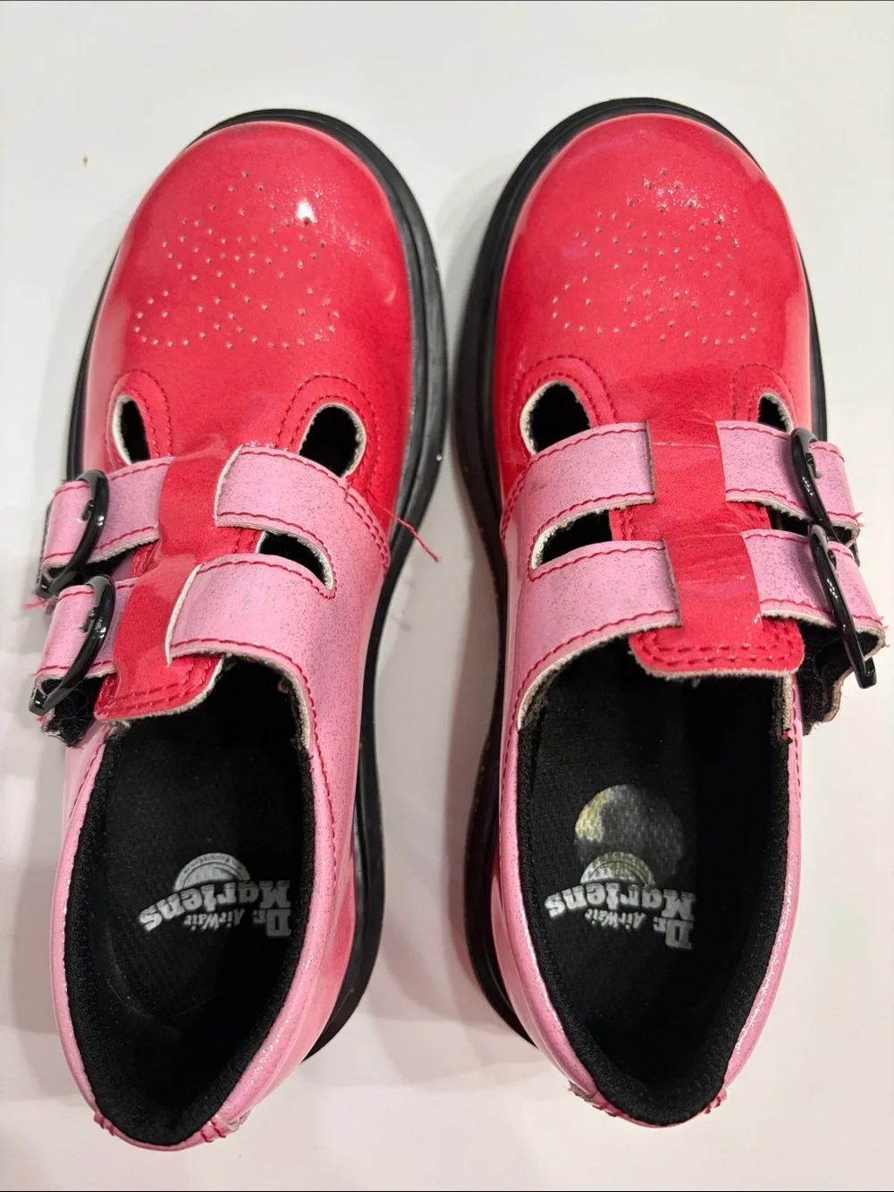 Dr. Martens Kids Pink Ombré Double-Buckle Mary Jane Shoes